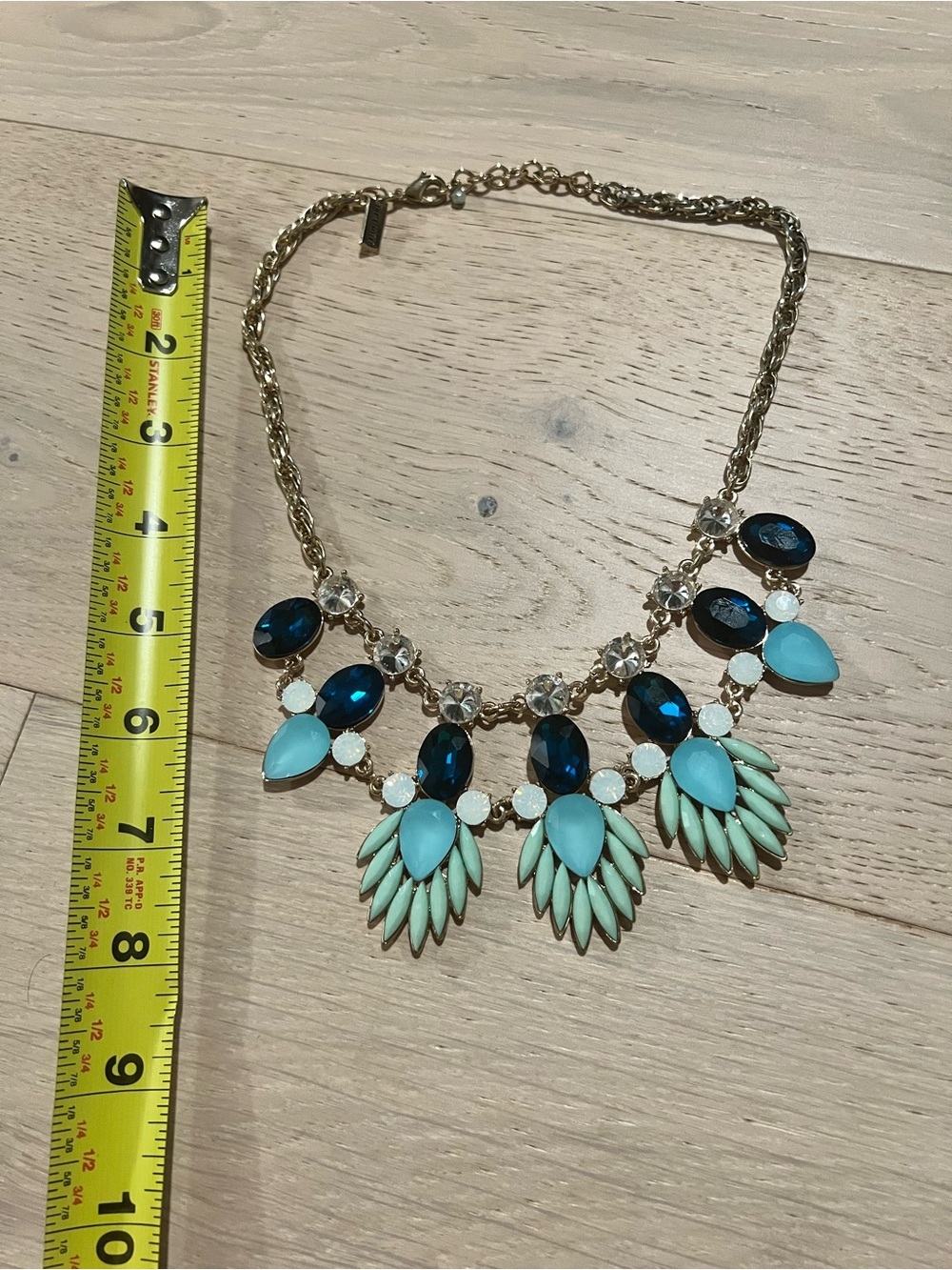The Limited Gold-Tone Necklace with Teal, Dark Blue and Mint Stones - Picture 2 of 4